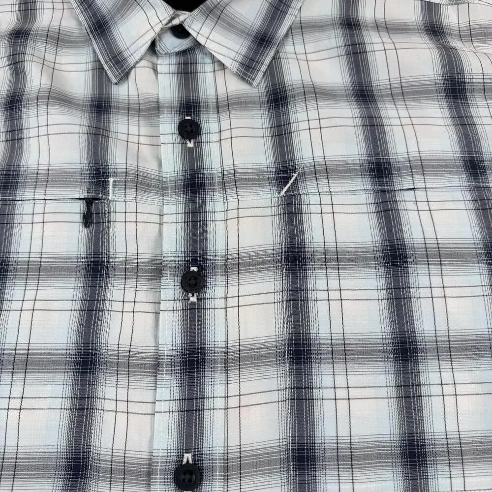 The North Face Shirt Mens Size XL Blue Plaid Short Sleeve Button Up Outdoor